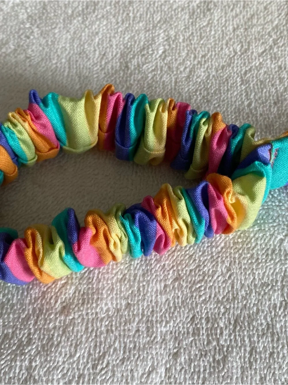Colorful Rainbow Scrunchie Keychain Wristlet